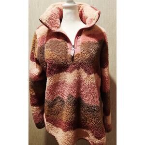 Simply Southern Women's Large Soft Puffy Colorful Pocket Sweater Outdoor 1/4 Zip